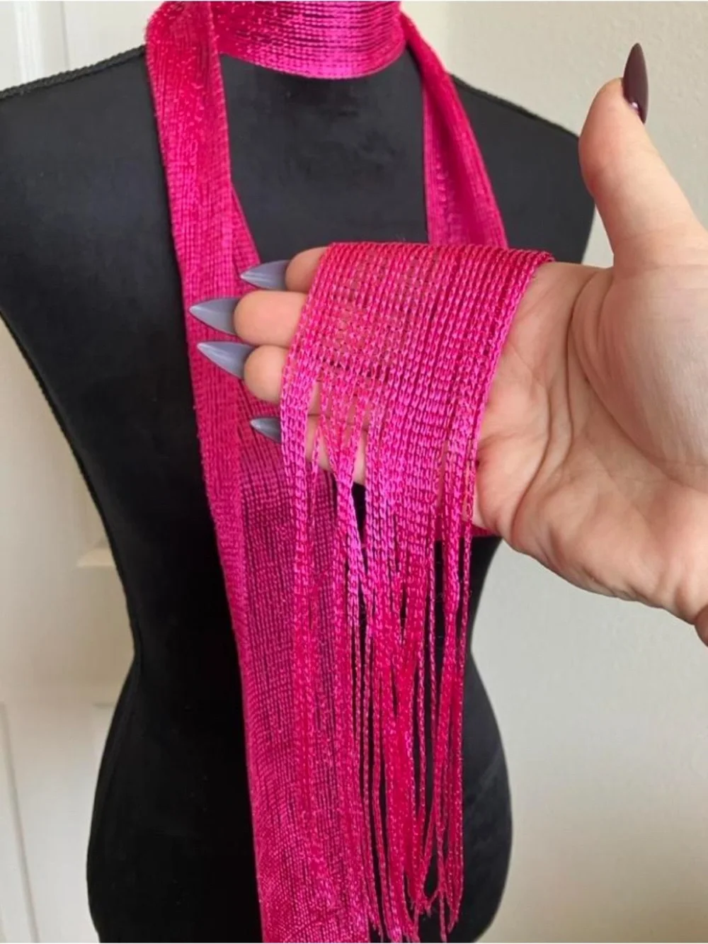 Bright Fuchsia Fringe Scarf - Women's Fashion Accessory